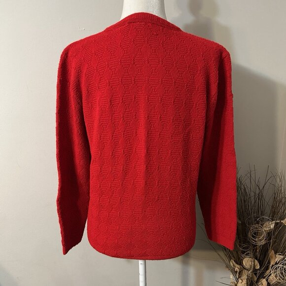 Vtg Cuddle Knit Cardigan Sweater Women Red Cable Knit Acrylic USA 70s Sz M ?! - Picture 2 of 8